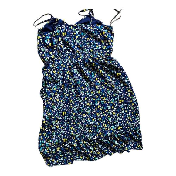 Donna Morgan Blue And Yellow Small Floral V Neck Midi Dress NWOT Sz 18W - Picture 3 of 7